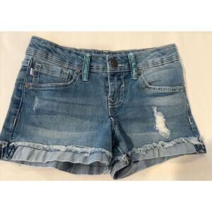Tommy Bahama Shorts Girl Youth Sz 7 Denim Jean Frayed Cuffed Distress Adj Waist‎